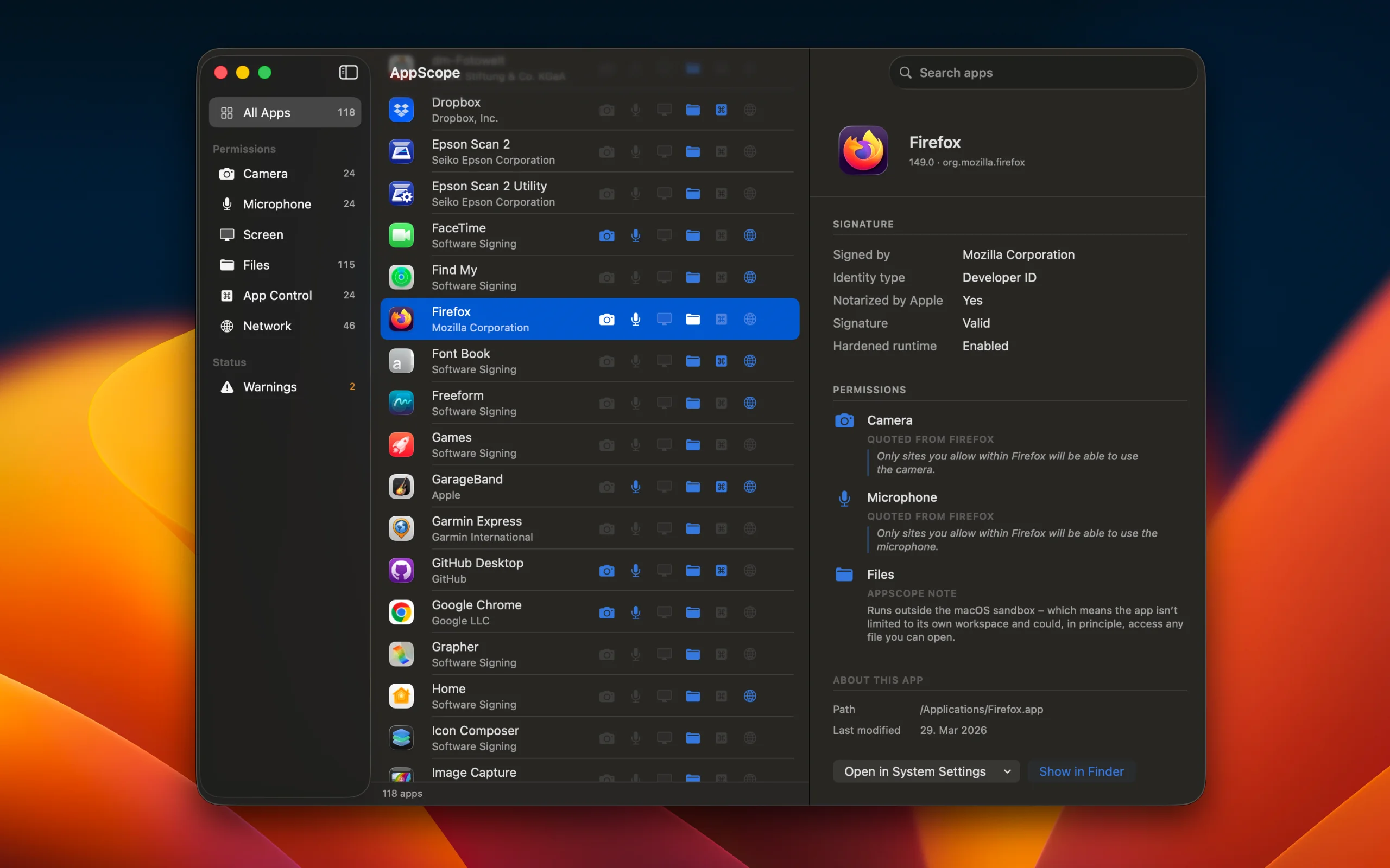 AppScope Screenshot - Dark Mode