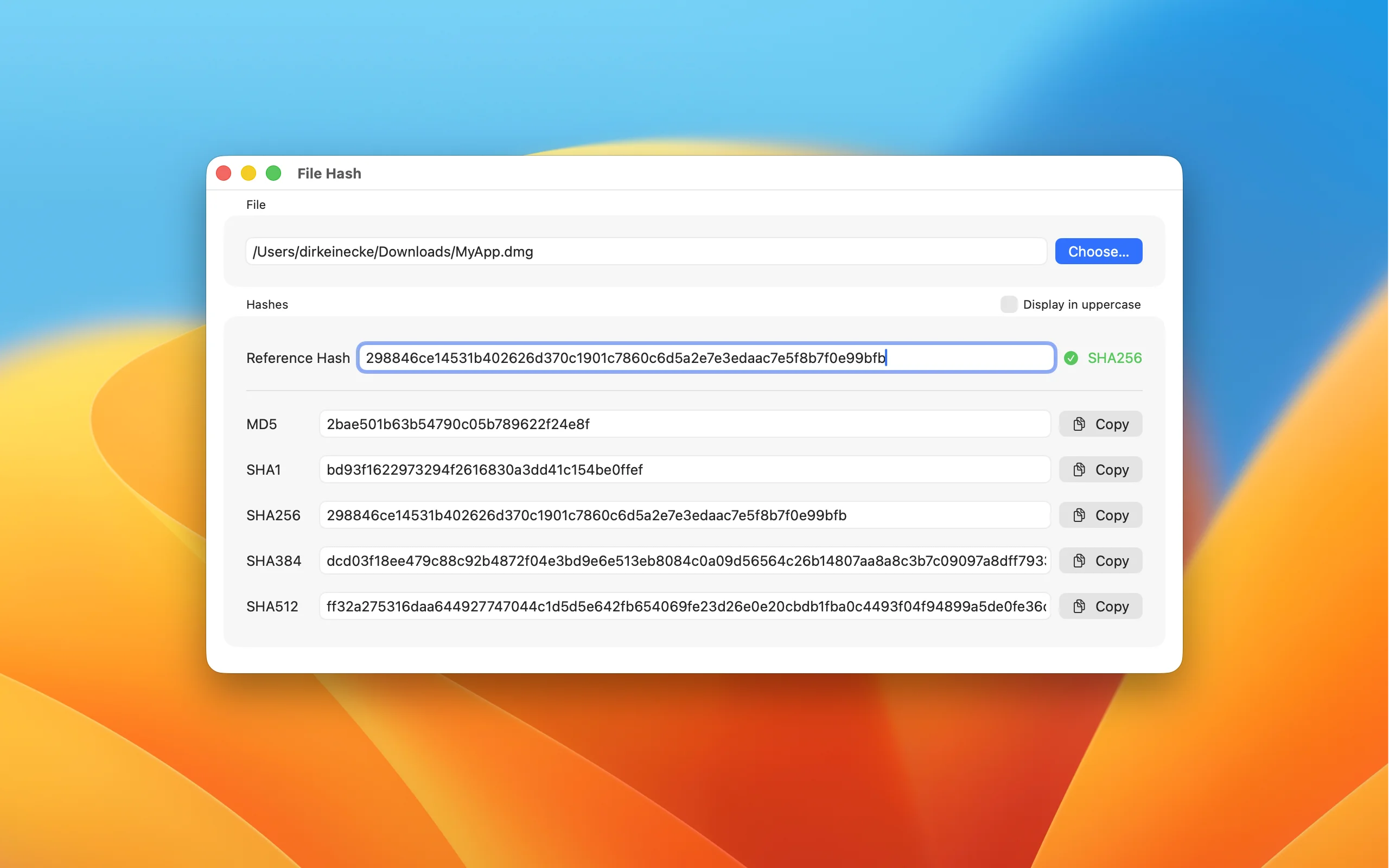 File Hash Screenshot - Light Mode