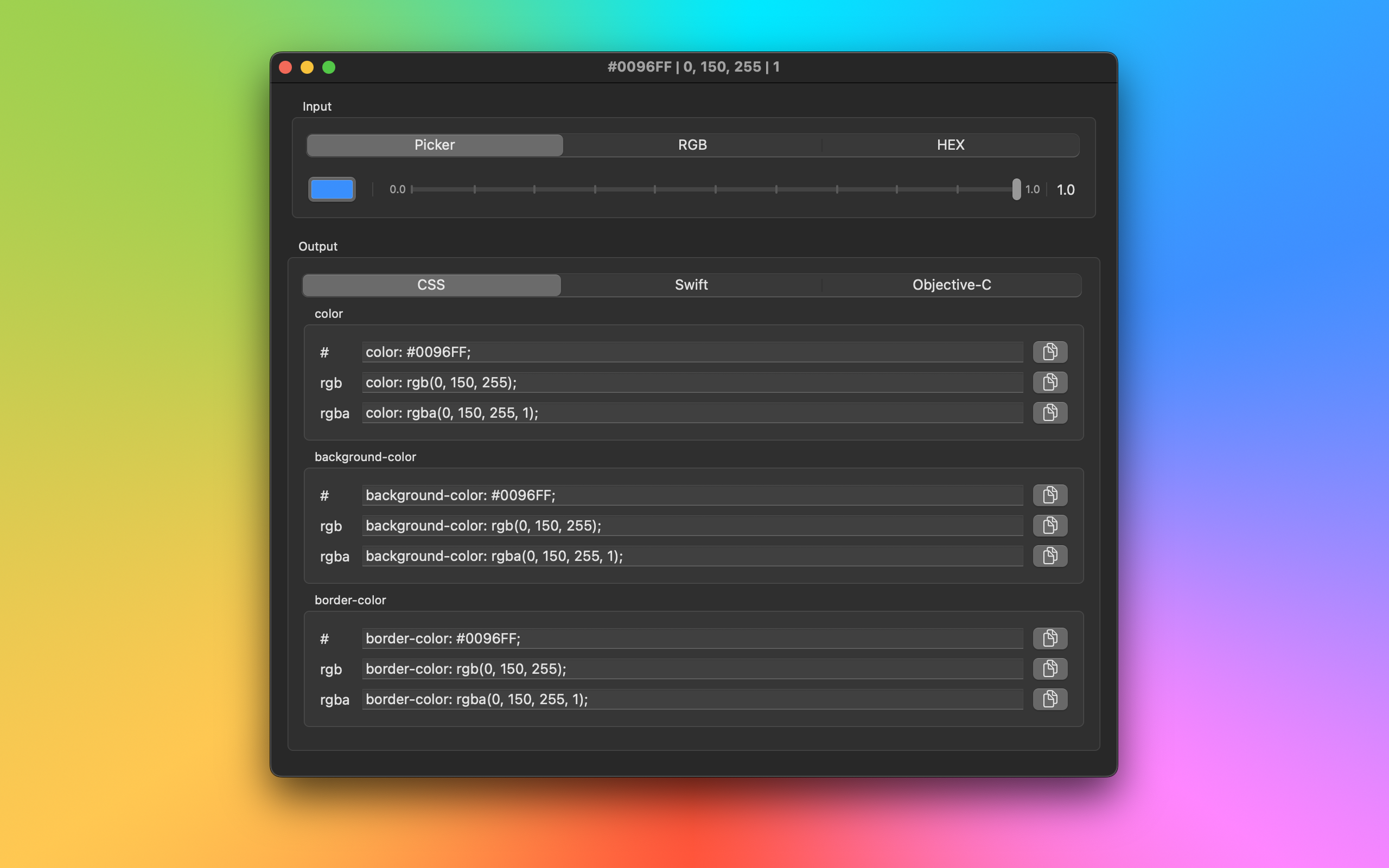 iColor Screenshot - Dark Mode