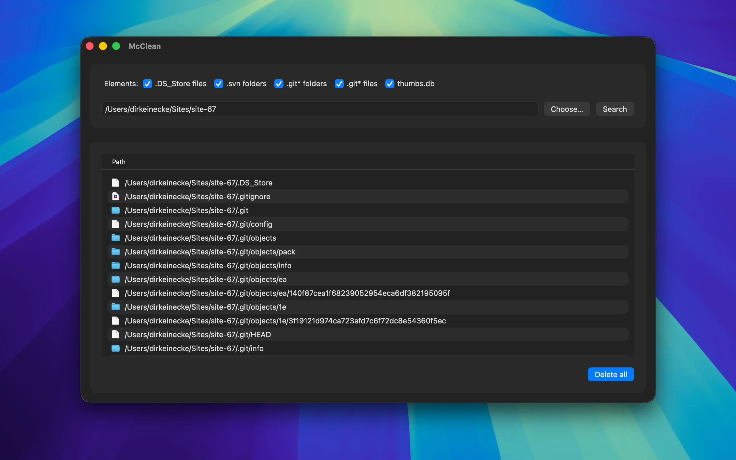 McClean Screenshot - Dark Mode