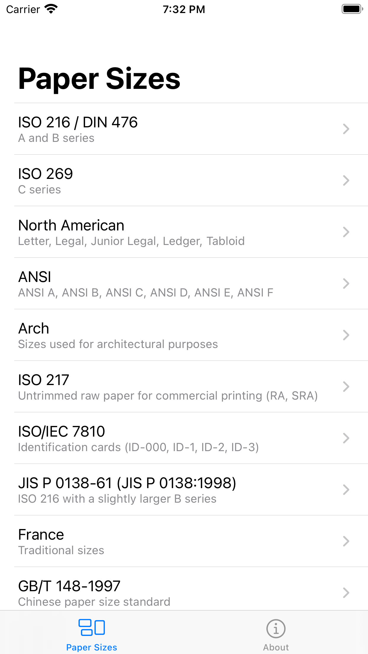 Paper Size Screenshot 1